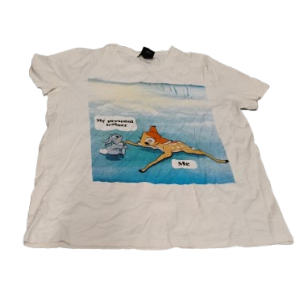 Zara x Disney Bambi Meme Graphic Short Sleeve Tee Shirt Sz M
